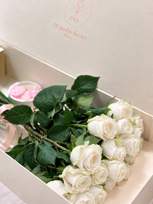 DI Jardin Secret Luxury Box – 15 Rose Bianche